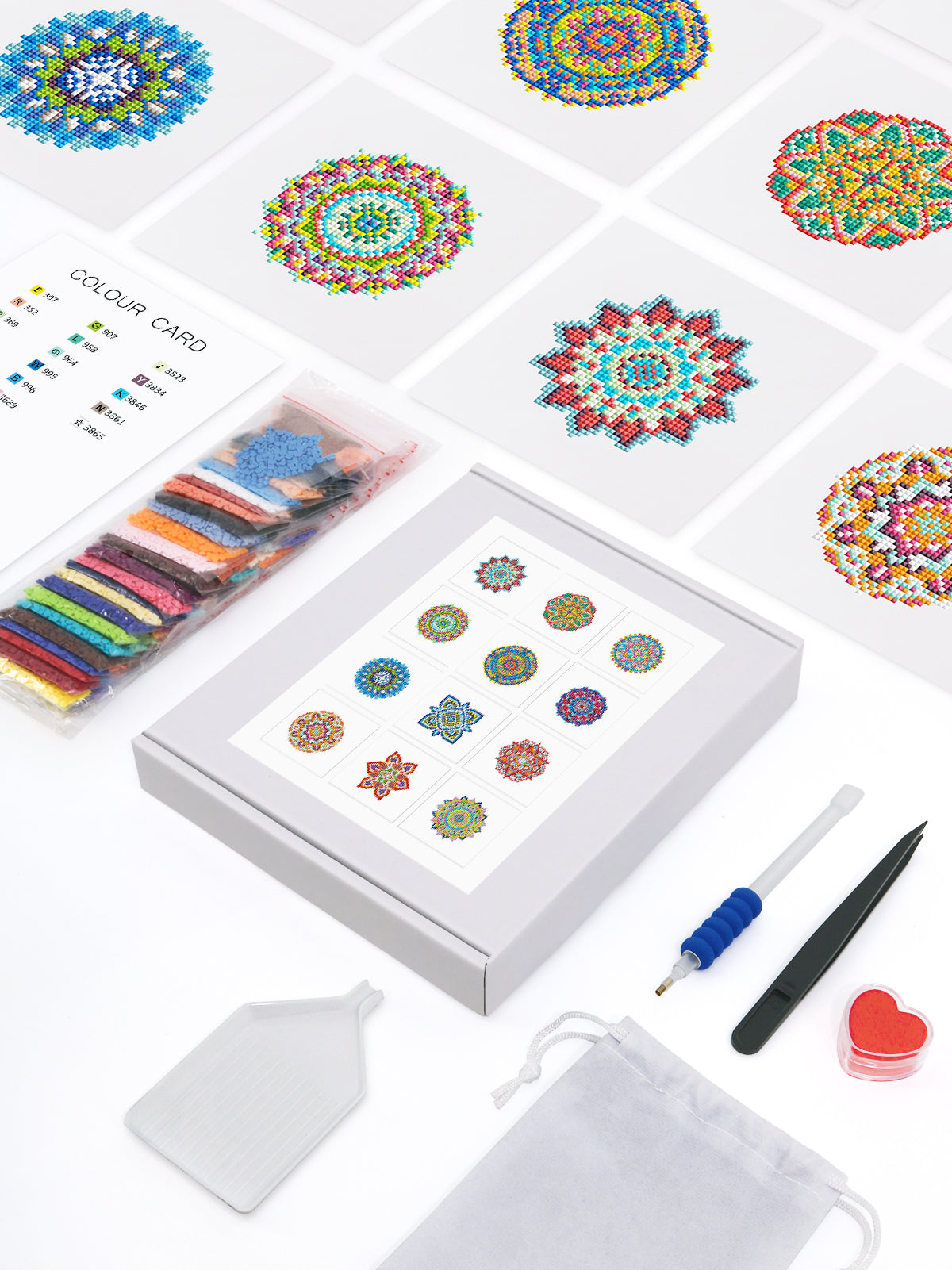 Set of 12 Mandala - Mini Diamond Painting Kits