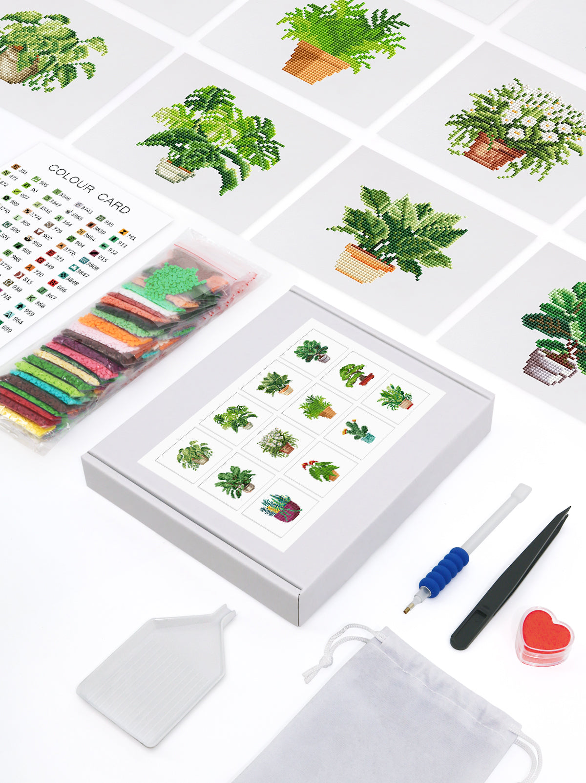 Set of 12 House Plants - Mini Diamond Painting Kits