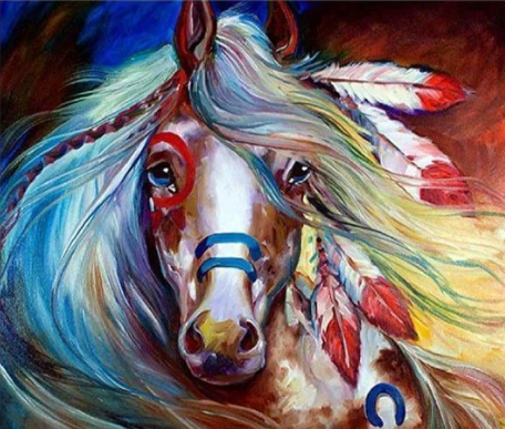 Full Drill - 5D DIY Diamond Painting Kits Colorful Horse Indian