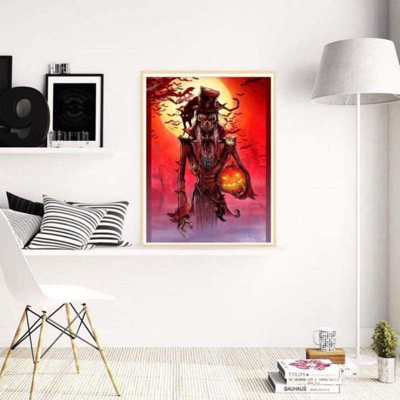 2019 Hot Sale Halloween Cartoon Skeleton Pumpkin 5d Diy Rhinestone Stitch Kits VM4085 - NEEDLEWORK KITS