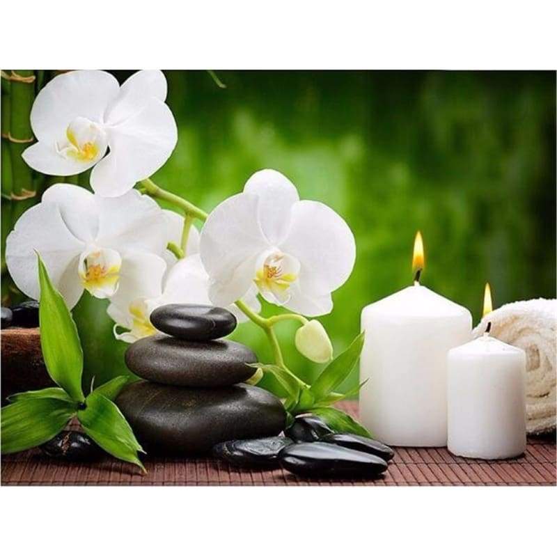 2019 New Hot Sale Light Elegant Flowers And Candles 5d Diy Rhinestone Cross Stitch VM1386 - NEEDLEWORK KITS