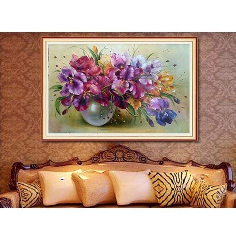 Oil Painting Style Flowers Full Drill - 5D Fashion Diy Diamond Paint VM1403 - NEEDLEWORK KITS