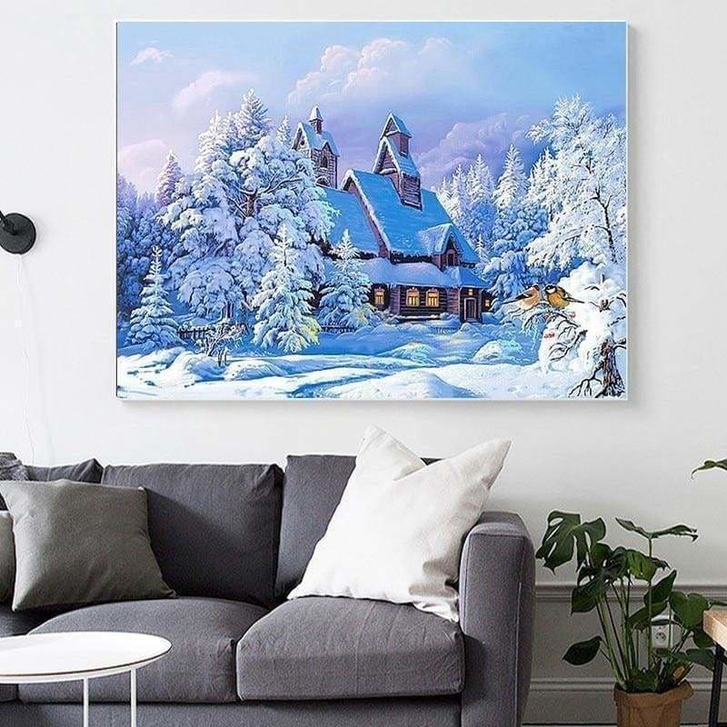 Full Drill - 5D DIY Diamond Painting Kits Snowy Cottage In Winter - NEEDLEWORK KITS