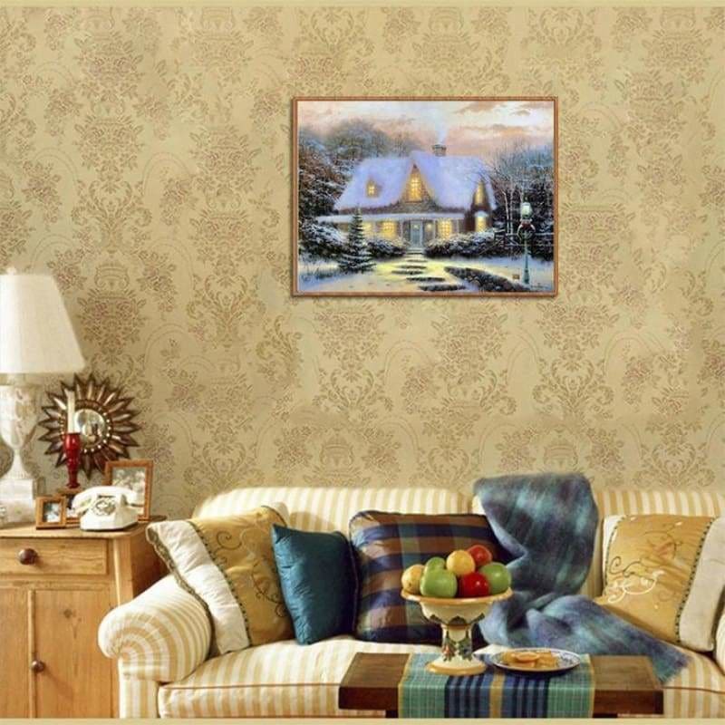 Full Drill - 5D DIY Diamond Painting Kits Snowy Cottage In Winter - NEEDLEWORK KITS