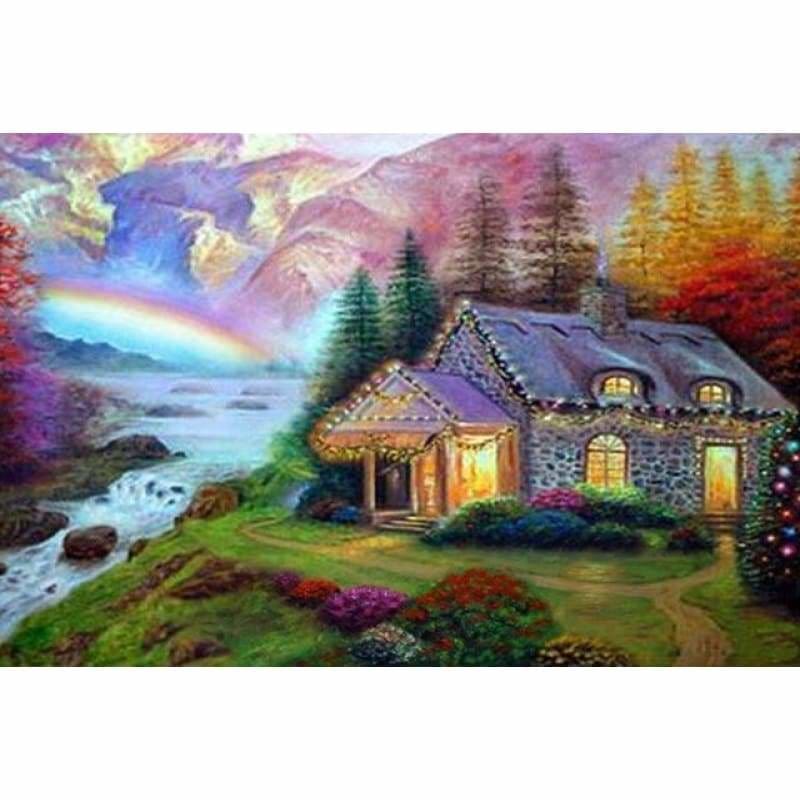 Full Drill - 5D DIY Diamond Painting Kits Cartoon Landscape Cottage - NEEDLEWORK KITS
