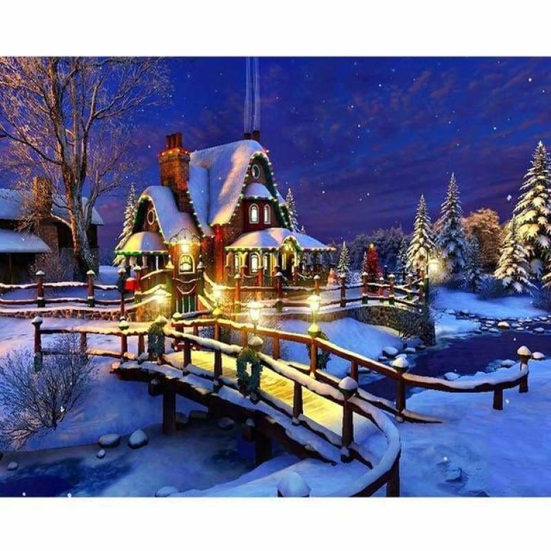 Full Drill - 5D DIY Diamond Painting Kits Winter Landscape Snow Cottage - NEEDLEWORK KITS