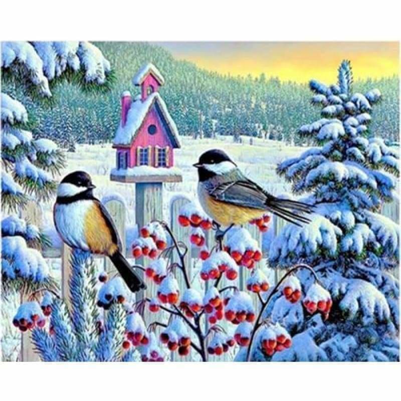 Full Drill - 5D DIY Diamond Painting Kits Winter Snow Bird Home - NEEDLEWORK KITS