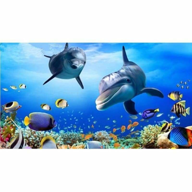 Full Drill - 5D DIY Diamond Painting Kits Sea World Dolphins - NEEDLEWORK KITS