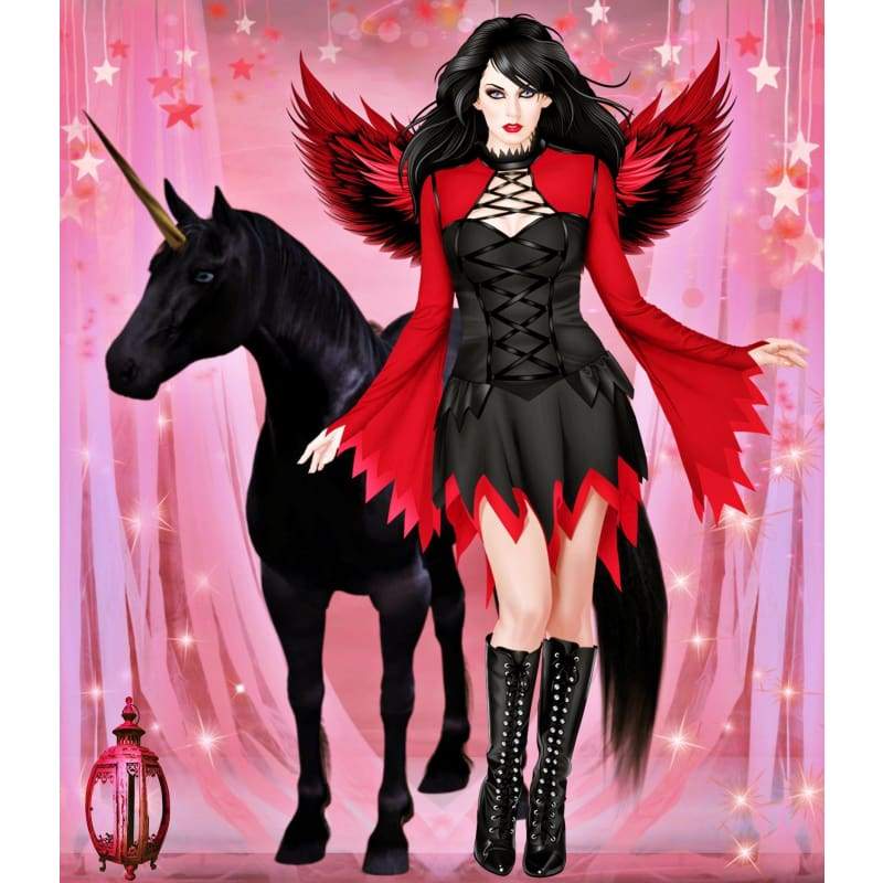 Black Angel with Black Unicorn Full Drill Diamond Painting - - NEEDLEWORK KITS