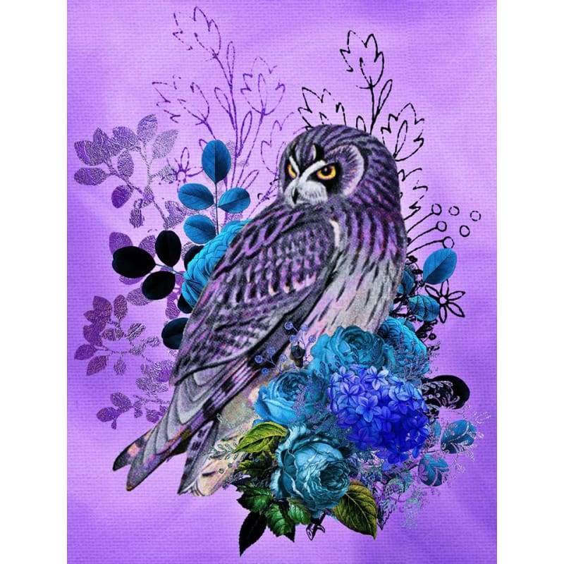 Owl Purple Full Drill Diamond Painting - - NEEDLEWORK KITS