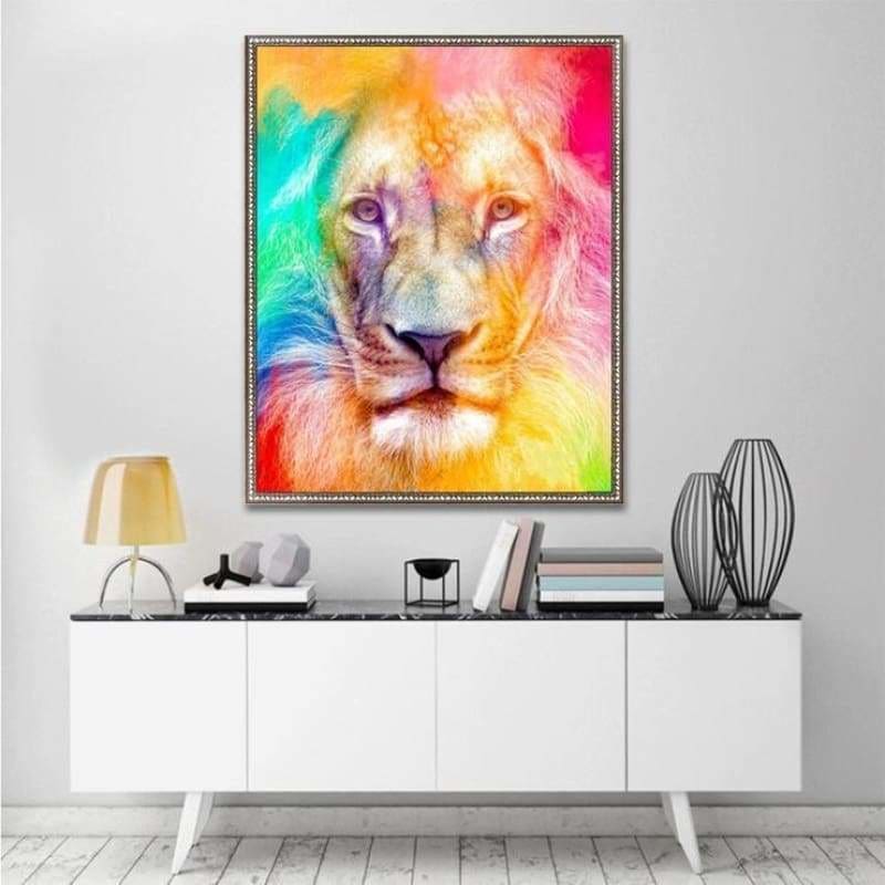 Full Drill - 5D DIY Diamond Painting Kits Colorful Lion Face - NEEDLEWORK KITS