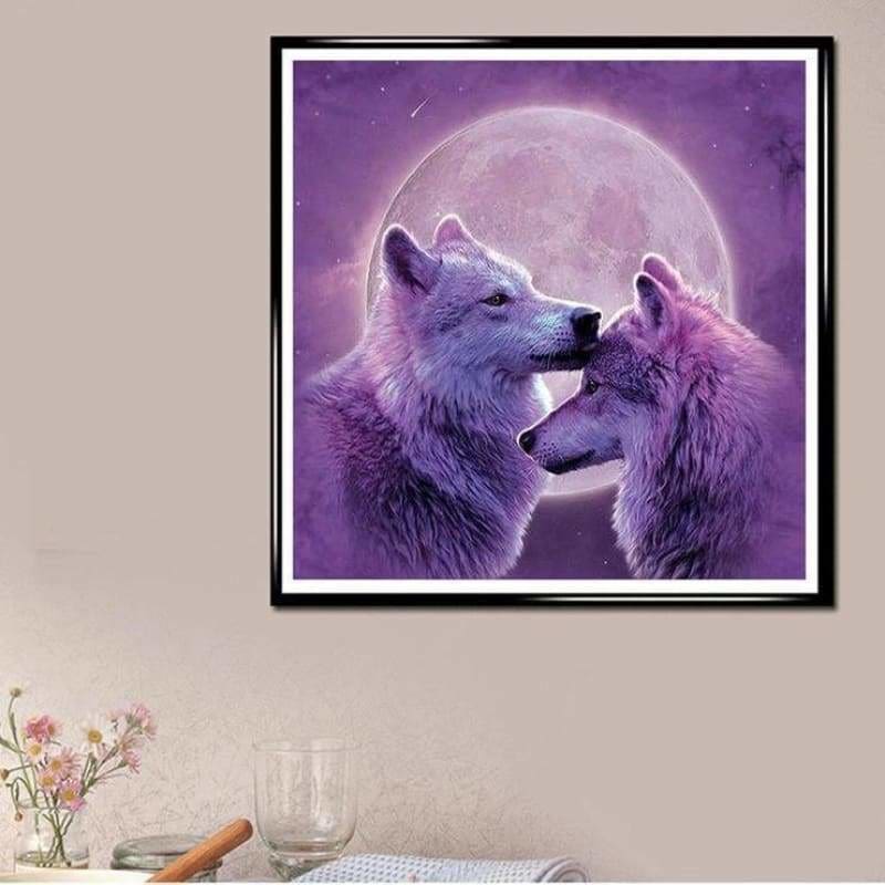 Full Drill - 5D DIY Diamond Painting Kits Dream Moon Wolf Lover - NEEDLEWORK KITS
