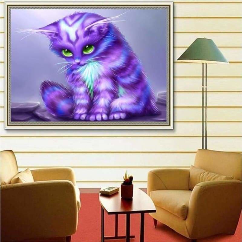 Dream Lavender Little Cat Diy Full Drill - 5D Cross Stitch