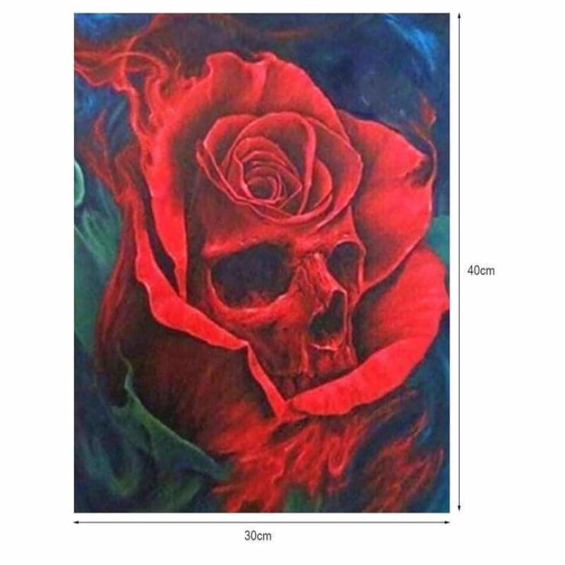Full Drill - 5D Diamond Painting Kits Abstract Skull Red