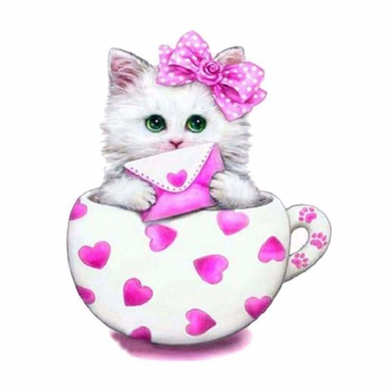 Full Drill - 5D Diamond Painting Kits Cute Cat Letter In