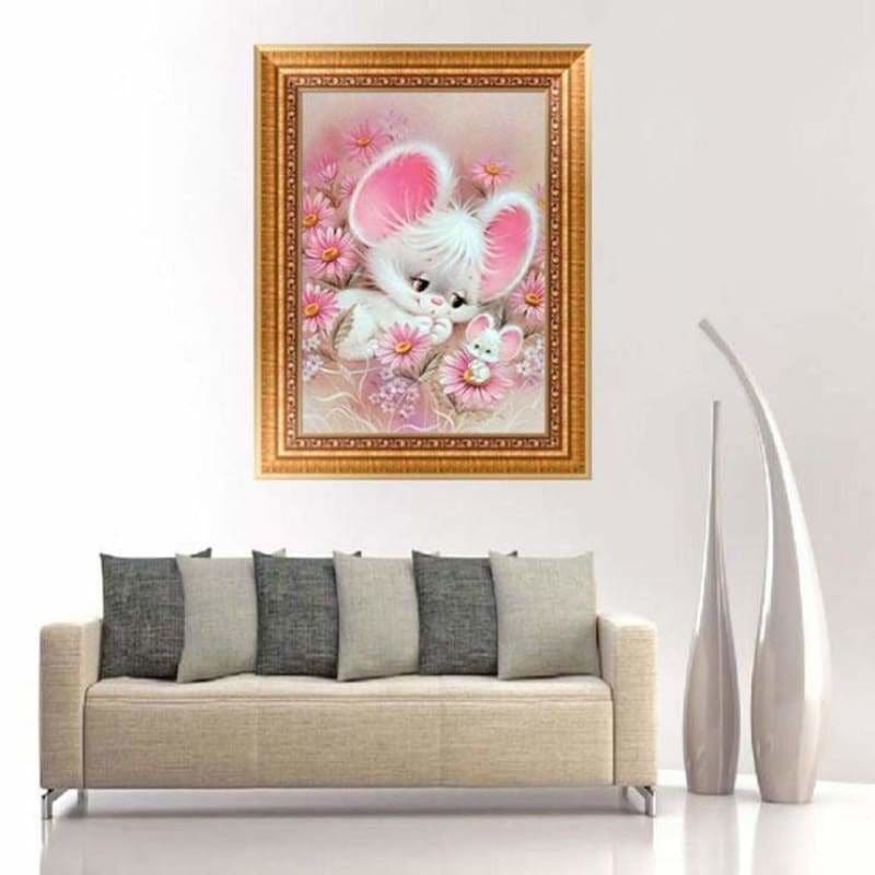 Full Drill - 5D Diamond Painting Kits Pink Farm Animal