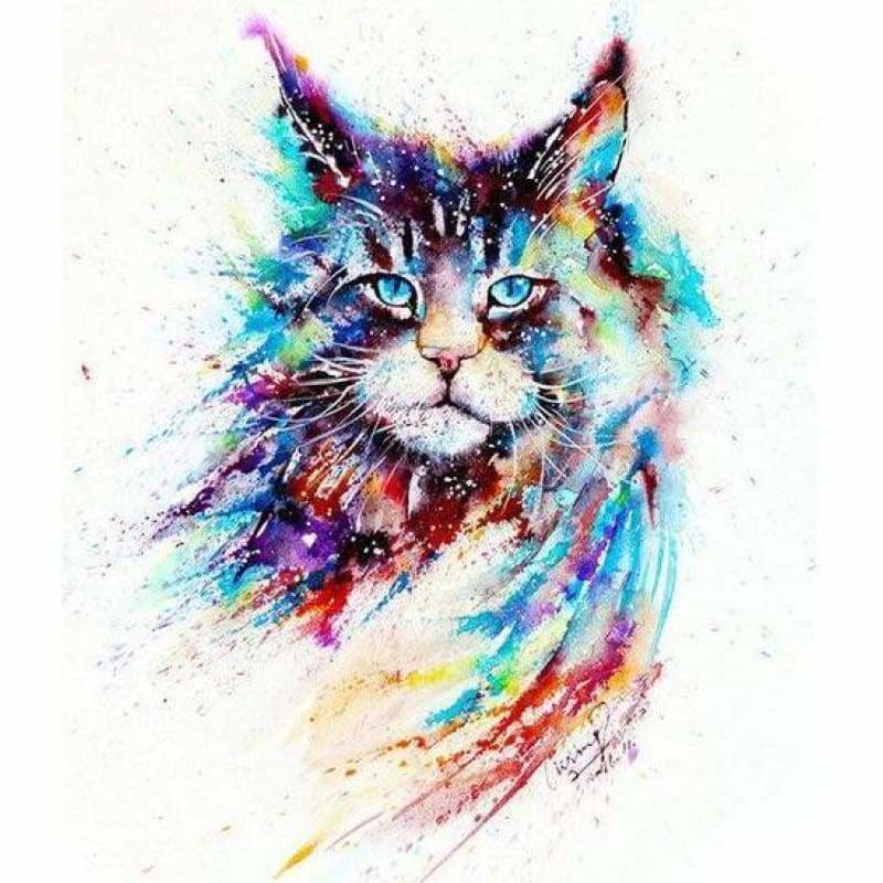 Full Drill - 5D Diamond Painting Kits Watercolor Cool Cat -