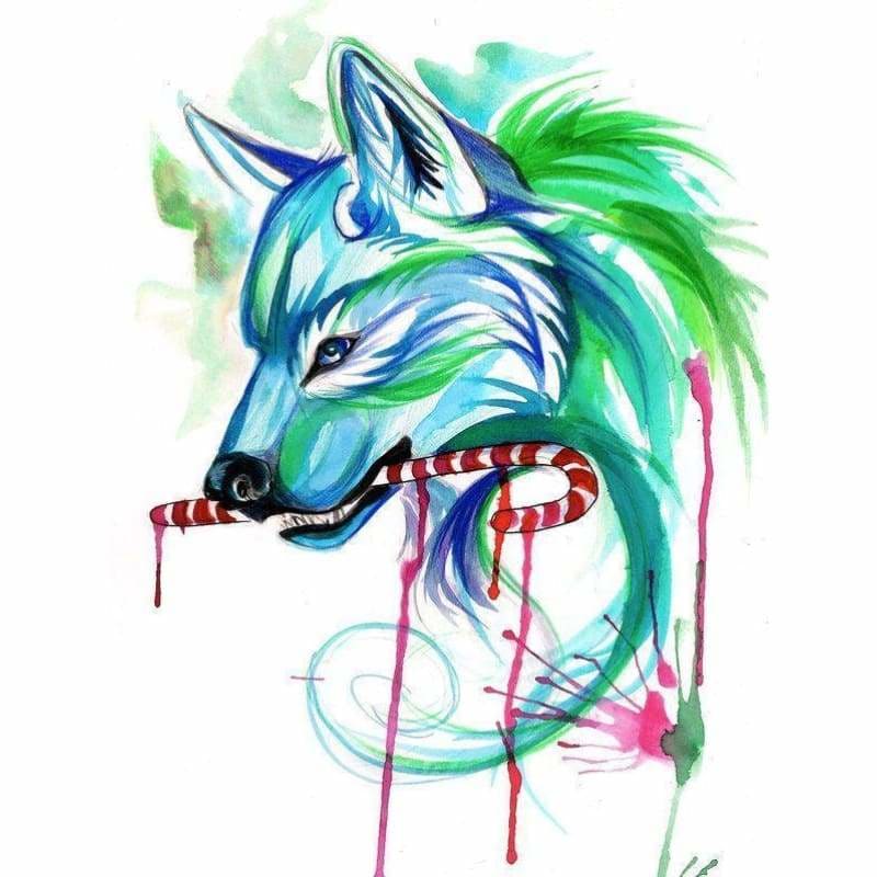 Full Drill - 5D Diamond Painting Kits Watercolor Grass Wolf