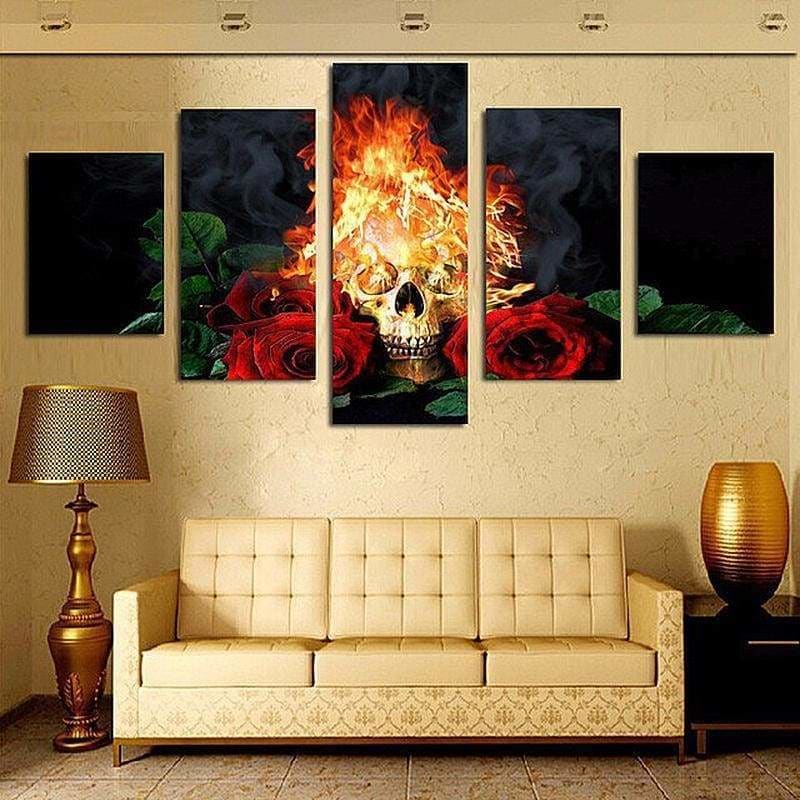 Full Drill - 5D DIY Diamond Painting Kits 5pcs Fire skull