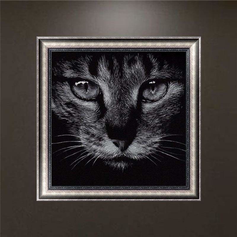 Full Drill - 5D DIY Diamond Painting Kits Black White Cat