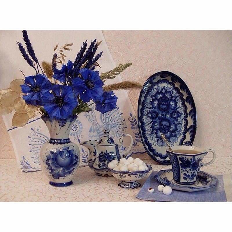 Full Drill - 5D DIY Diamond Painting Kits Blue And White