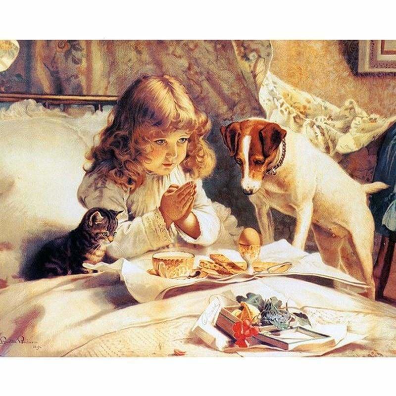 Full Drill - 5D DIY Diamond Painting Kits Girl Cats Dogs