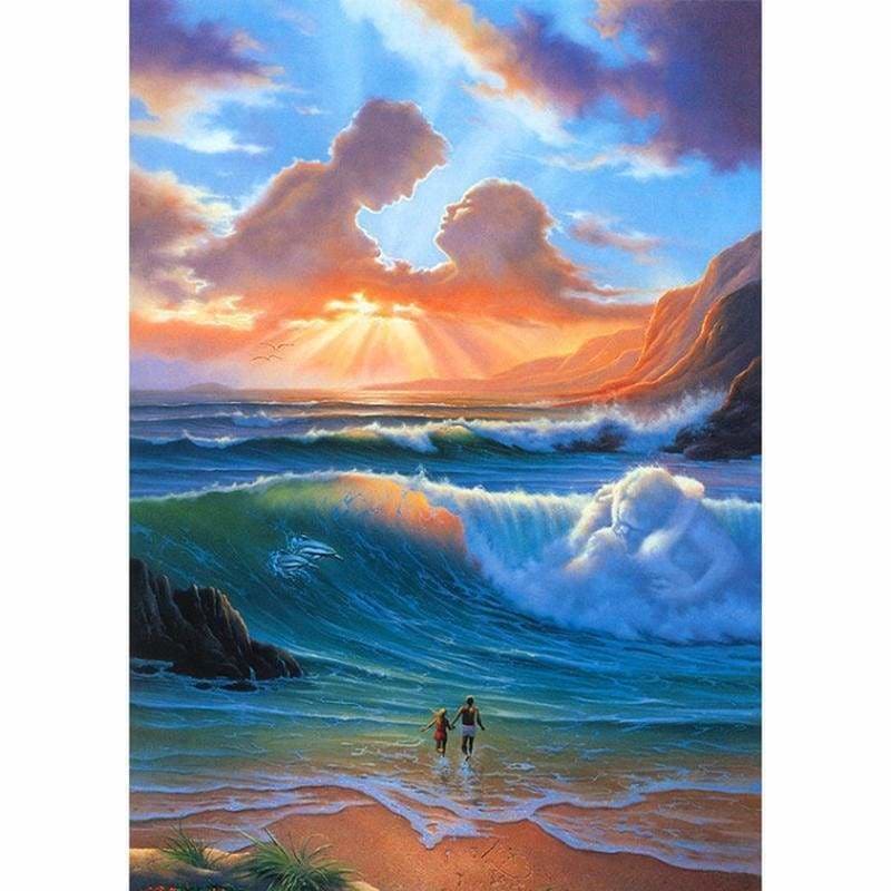 Full Drill - 5D DIY Diamond Painting Kits Lovers Sea Cloud