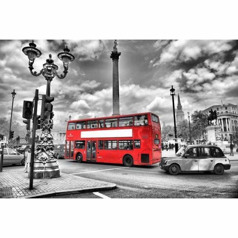 Full Drill - 5D DIY Diamond Painting Kits Red Bus in the