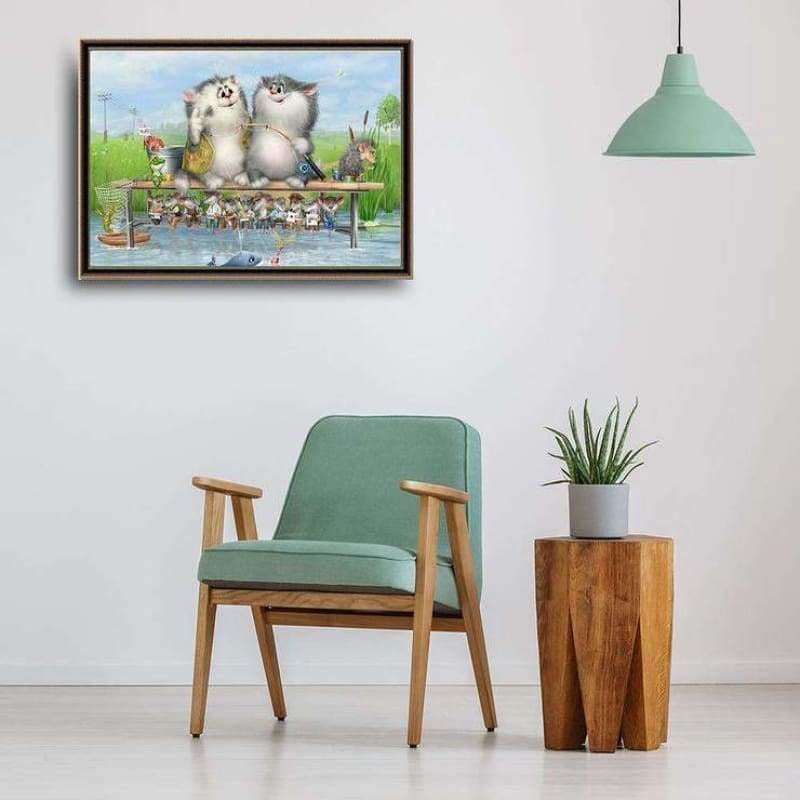Full Drill - 5D DIY Diamond Painting Kits Funny Cartoon Cute Cat Lover Mouses Fish - NEEDLEWORK KITS