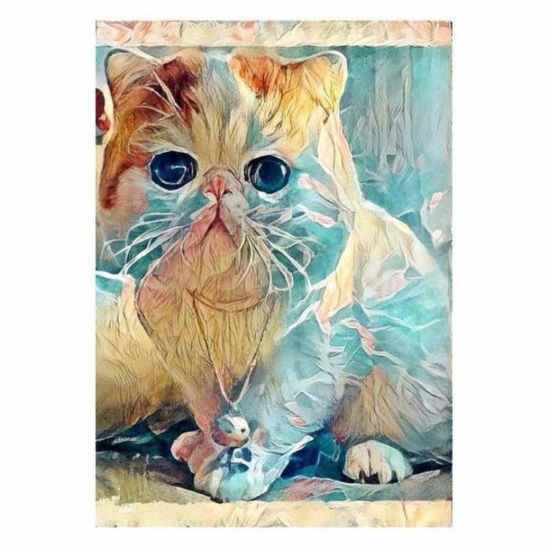 Full Drill - 5D DIY Diamond Painting Kits Watercolor Cute Cat ...