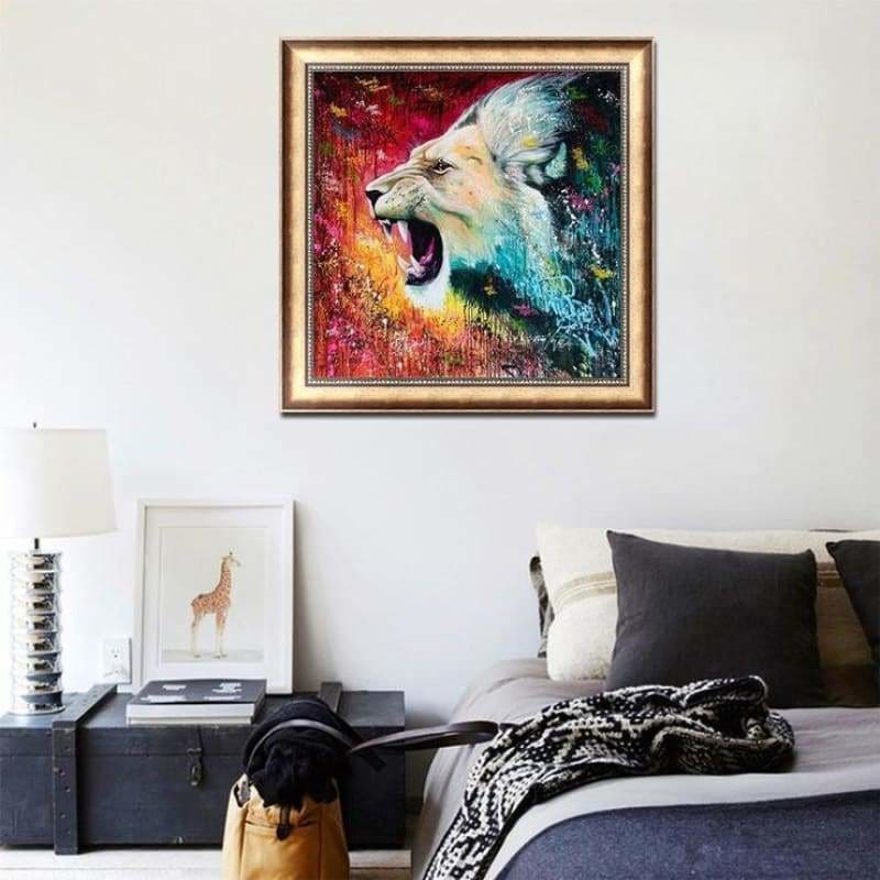 Full Drill - 5D DIY Diamond Painting Kits Watercolor Roaring Lion - NEEDLEWORK KITS