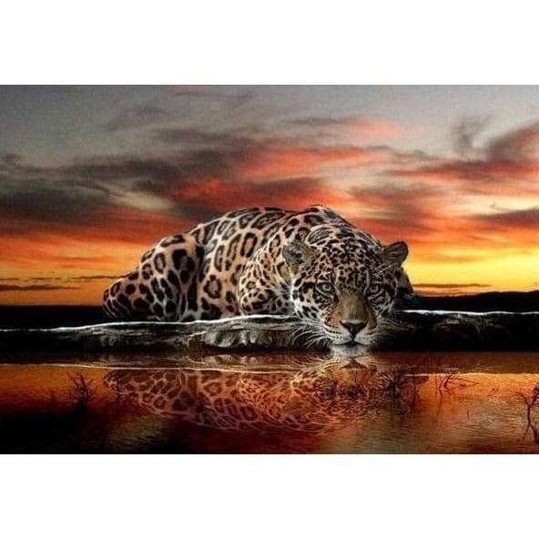 Leopard at sunset - Full Drill Diamond Painting - Special