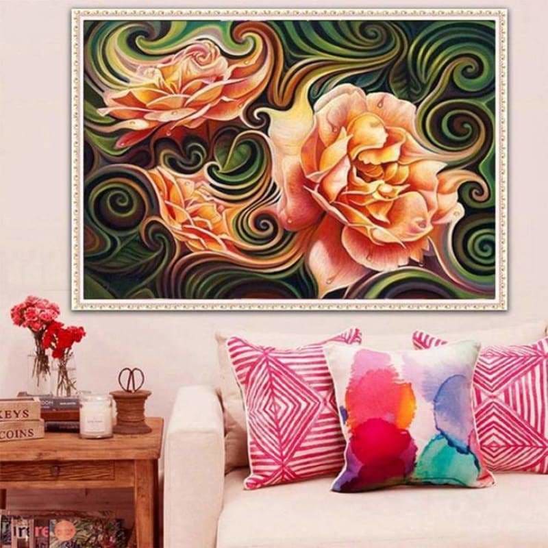 Modern Art Pink Abstract Flower Pattern Full Drill - 5D Diy