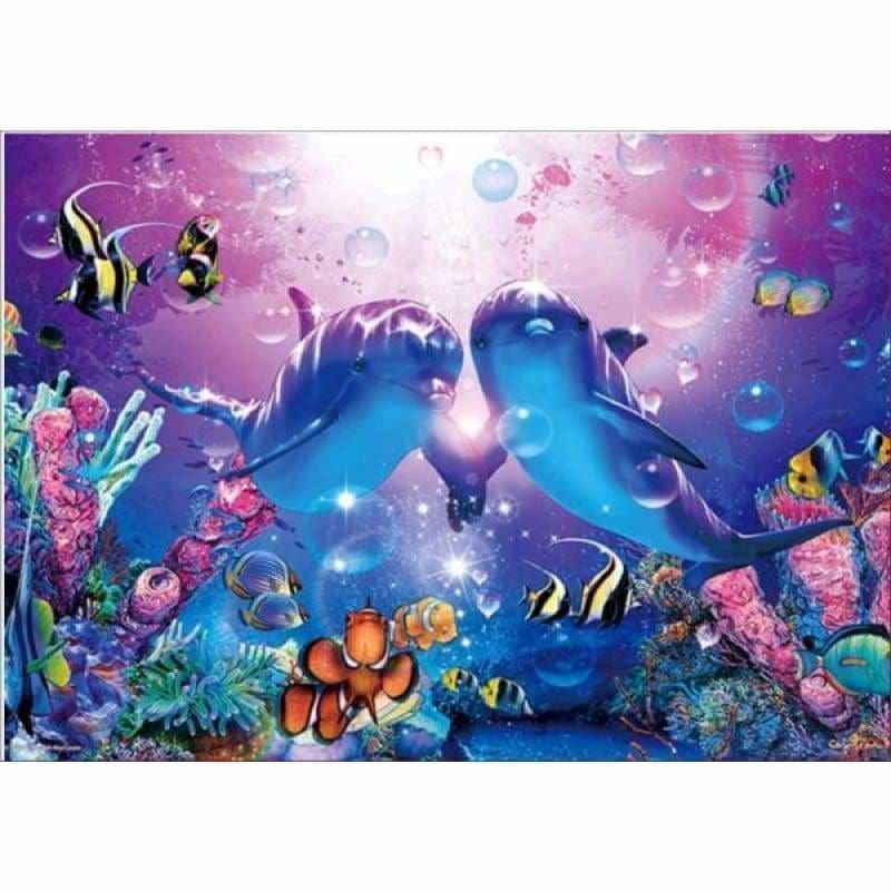 Full Drill - 5D DIY Diamond Painting Kits Animal Dolphin Douple Fishes - NEEDLEWORK KITS