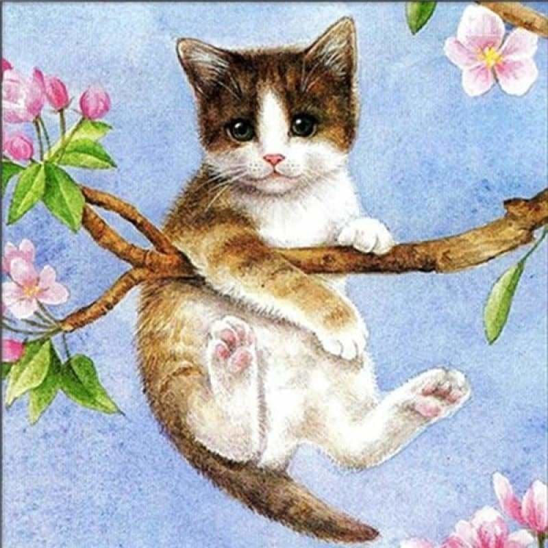 Full Drill - 5D DIY Diamond Painting Kits Pet Cat Gift on the Branch - NEEDLEWORK KITS