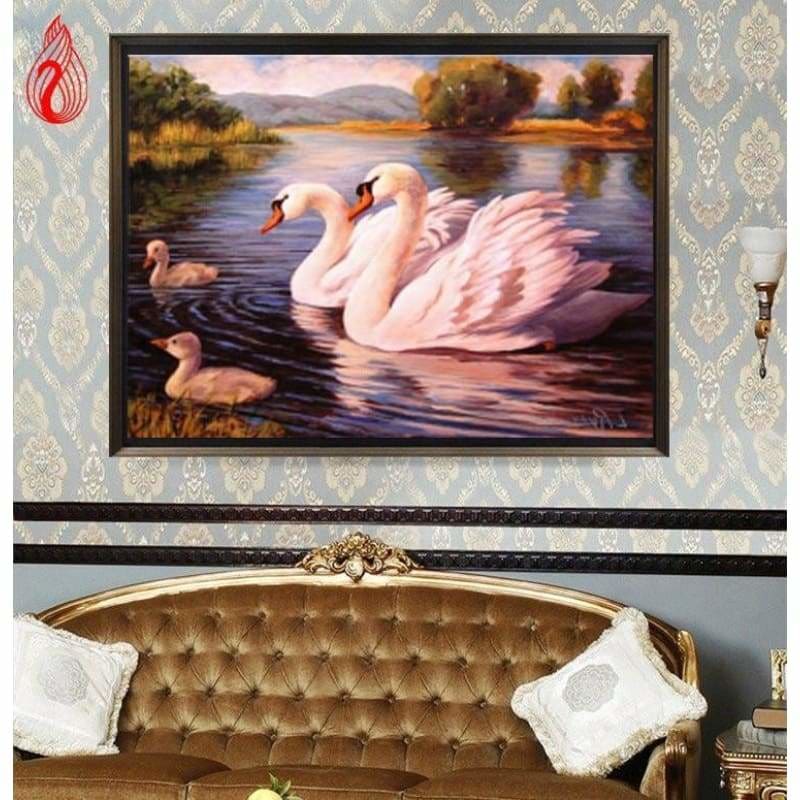 New Diy Swans Swimming Full Drill - 5D Diamond Painting