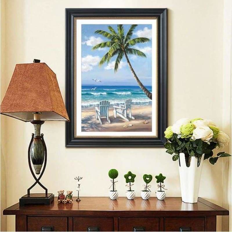 New Hot Sale Beach Seaside Palm Tree Full Drill - 5D Diy