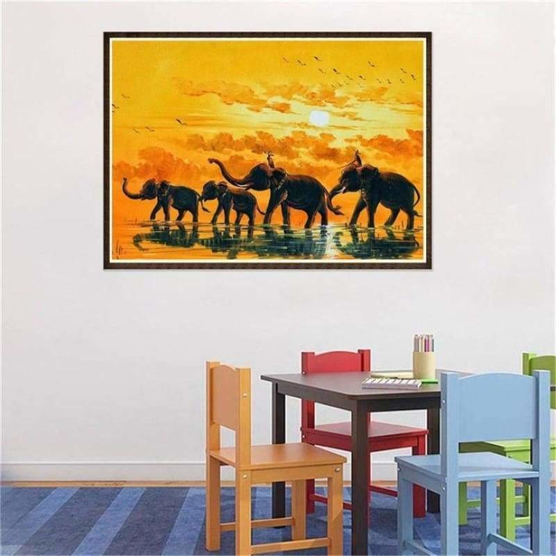 Full Drill - 5D DIY Diamond Painting Kits Elephant Family - NEEDLEWORK KITS