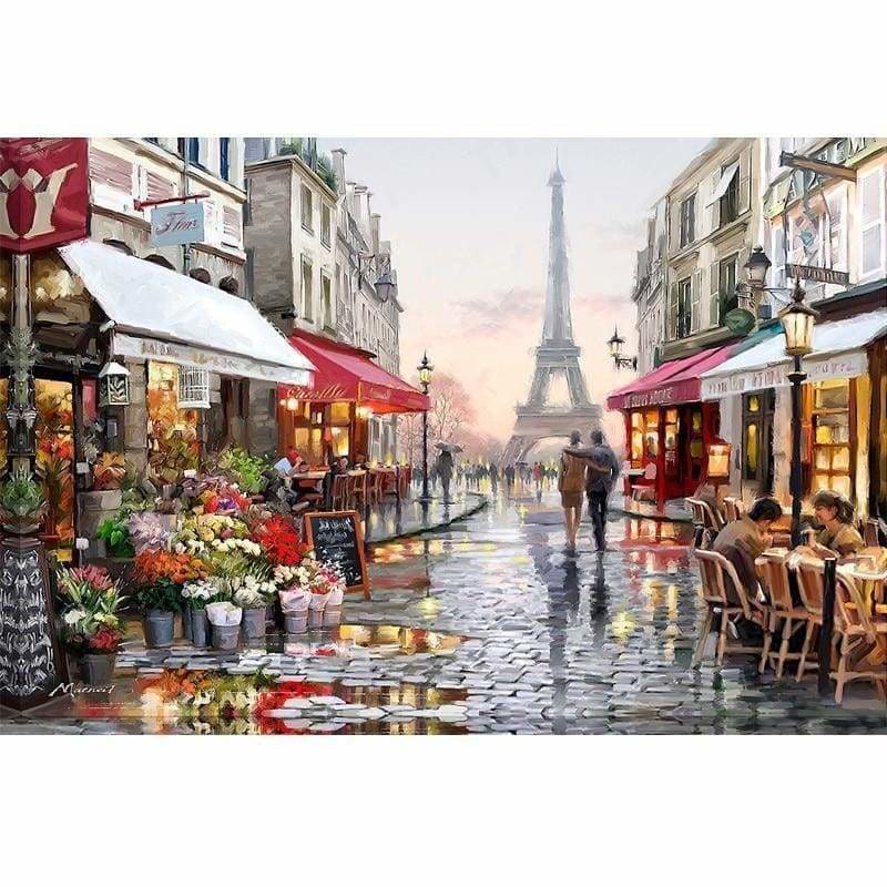 Oil Painting Style Eiffel Tower Street Full Drill - 5D Diy