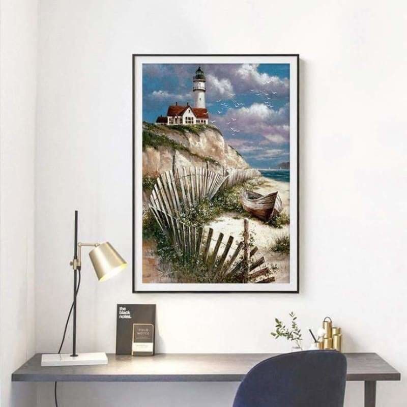 Oil Painting Style Landscape Lighthouse Diy Full Drill - 5D