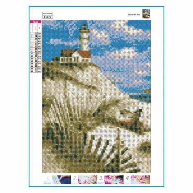 Oil Painting Style Landscape Lighthouse Diy Full Drill - 5D