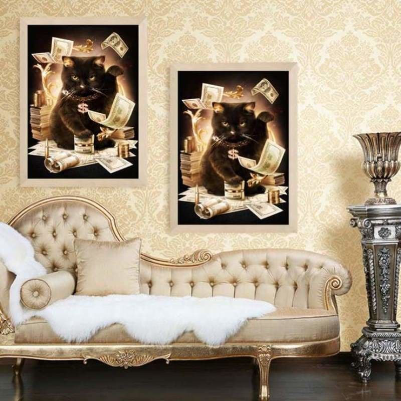 Special Cool Black Cat Dollar Full Drill - 5D Crystal