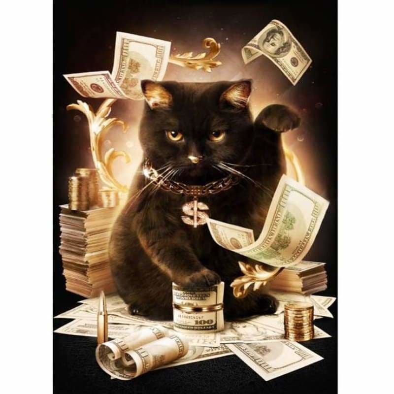 Special Cool Black Cat Dollar Full Drill - 5D Crystal