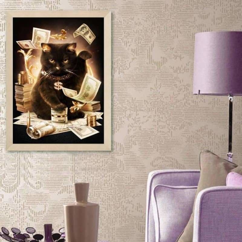 Special Cool Black Cat Dollar Full Drill - 5D Crystal