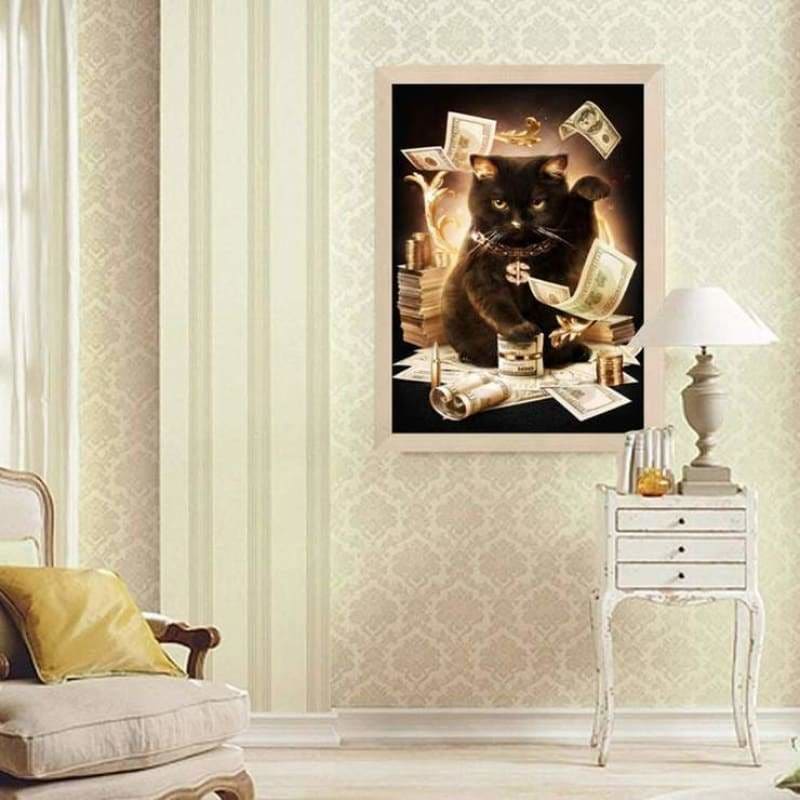 Special Cool Black Cat Dollar Full Drill - 5D Crystal