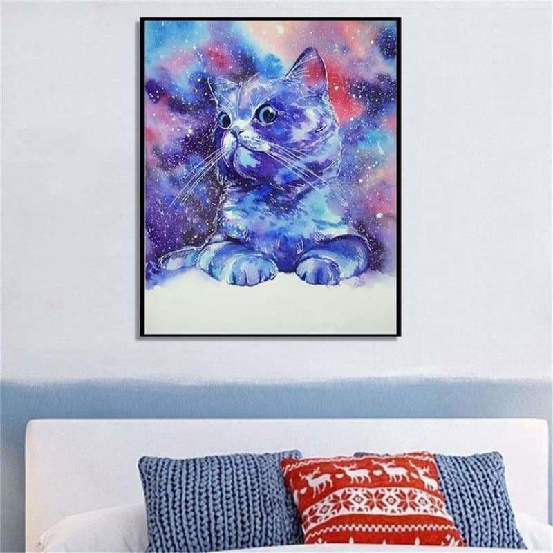 Full Drill - 5D DIY Diamond Painting Kits Watercolor Cute Proud Cat - NEEDLEWORK KITS