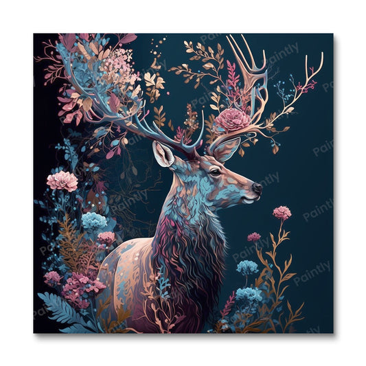 Floral Deer III (Diamond Painting)