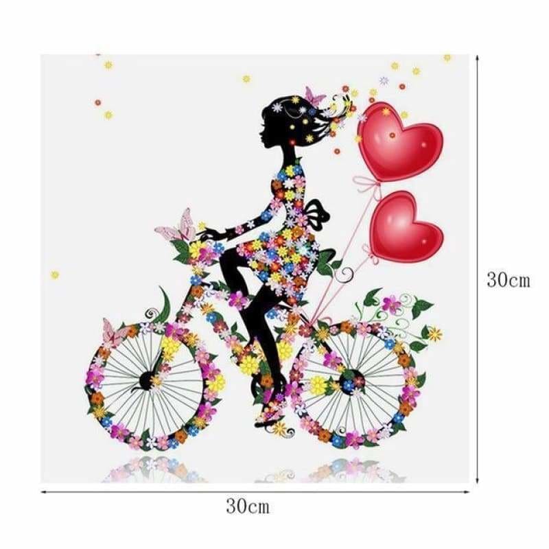 Full Drill - 5D DIY Diamond Painting Kits Cartoon Butterfly Girl Bicycle - NEEDLEWORK KITS