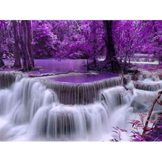 2019 Dream Lavender Charming Waterfall 5d Diy Kits Diamond Cross Stitch VM1007 - NEEDLEWORK KITS