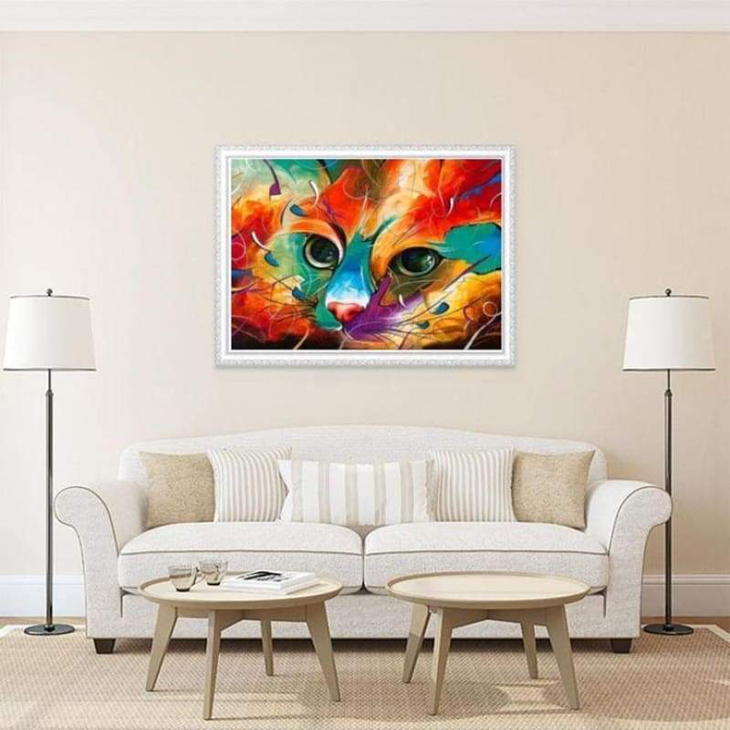 2019 Dream Various Sizes Modern Art Colorful Cat 5d Diamond Art VM1102 - NEEDLEWORK KITS